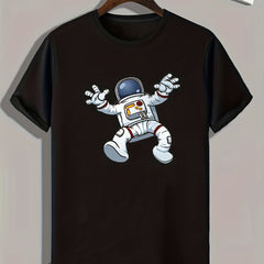 Astronaut Graphic Tee for Men, Casual Summer T-shirt