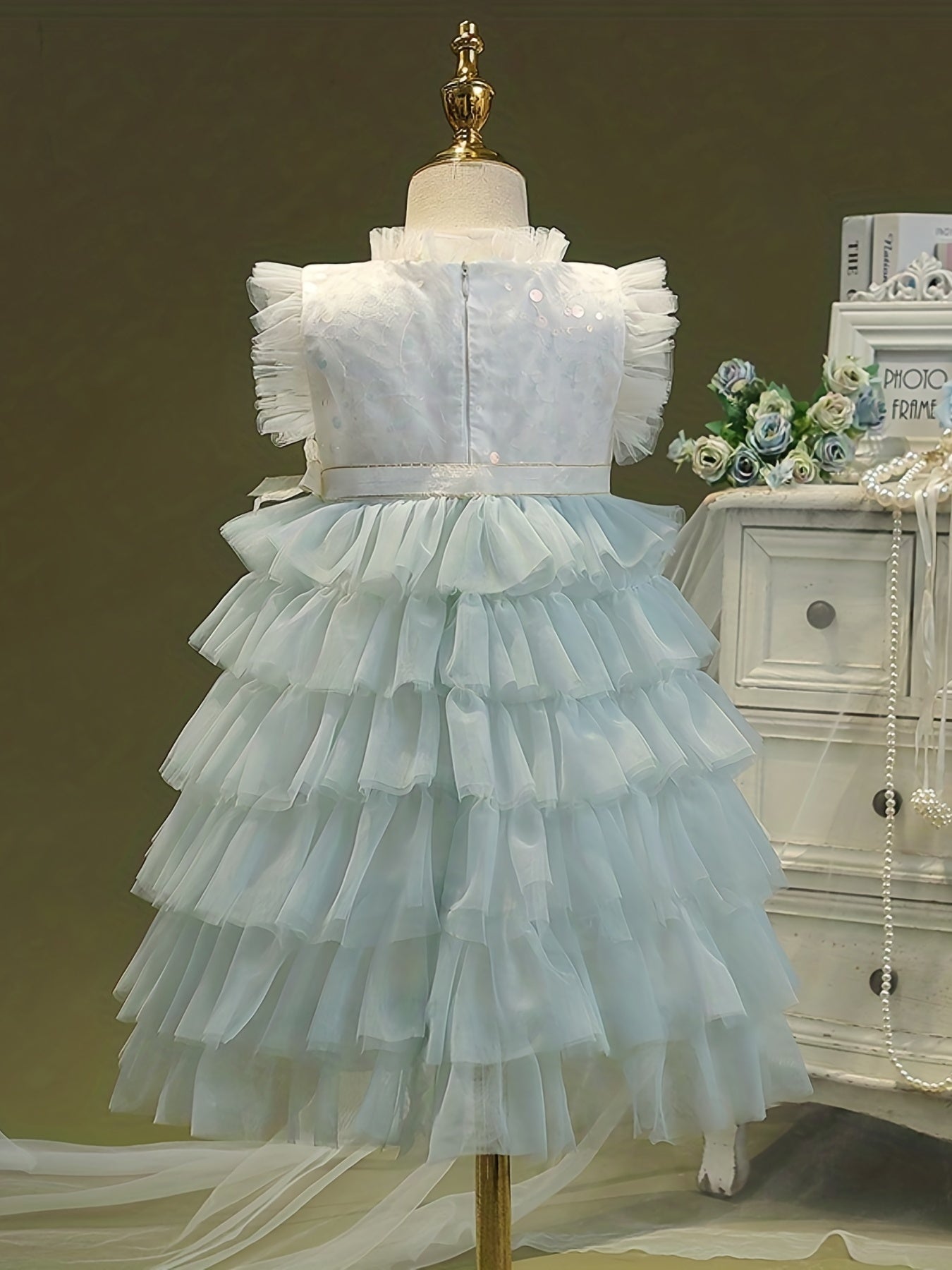 Girls' Sequins & Tiered Princess Dress for Summer