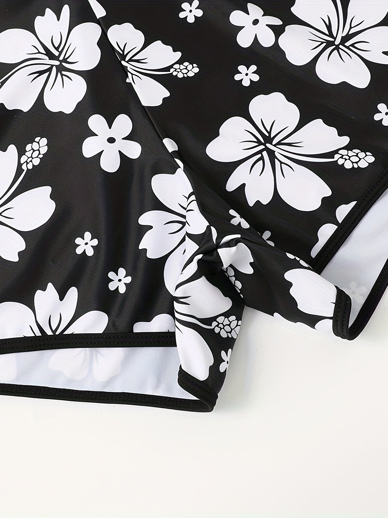 Floral Print Swimsuit Shorts Loose Fit High Stretch Tankini Bottoms