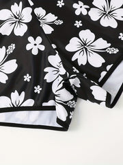 Floral Print Swimsuit Shorts Loose Fit High Stretch Tankini Bottoms