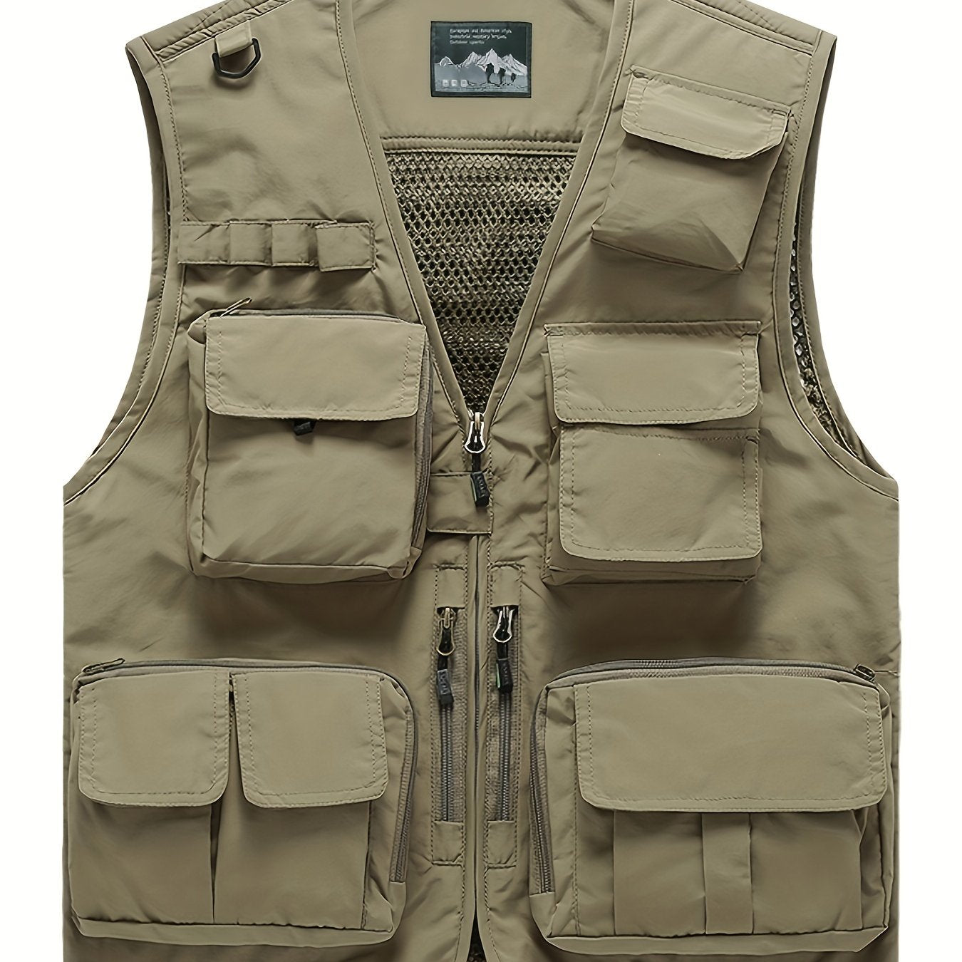 Men's Cargo Vest Zipper Pockets Mesh Lining Nylon Outwear