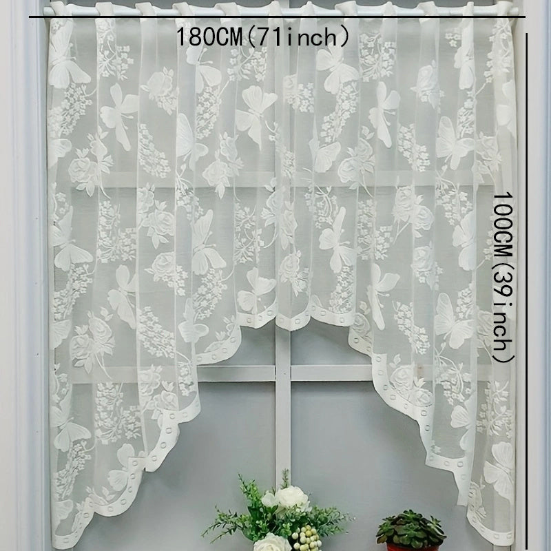 1PC Lace Butterfly Floret Curtain Window Decor Curtains Tulle Living Room