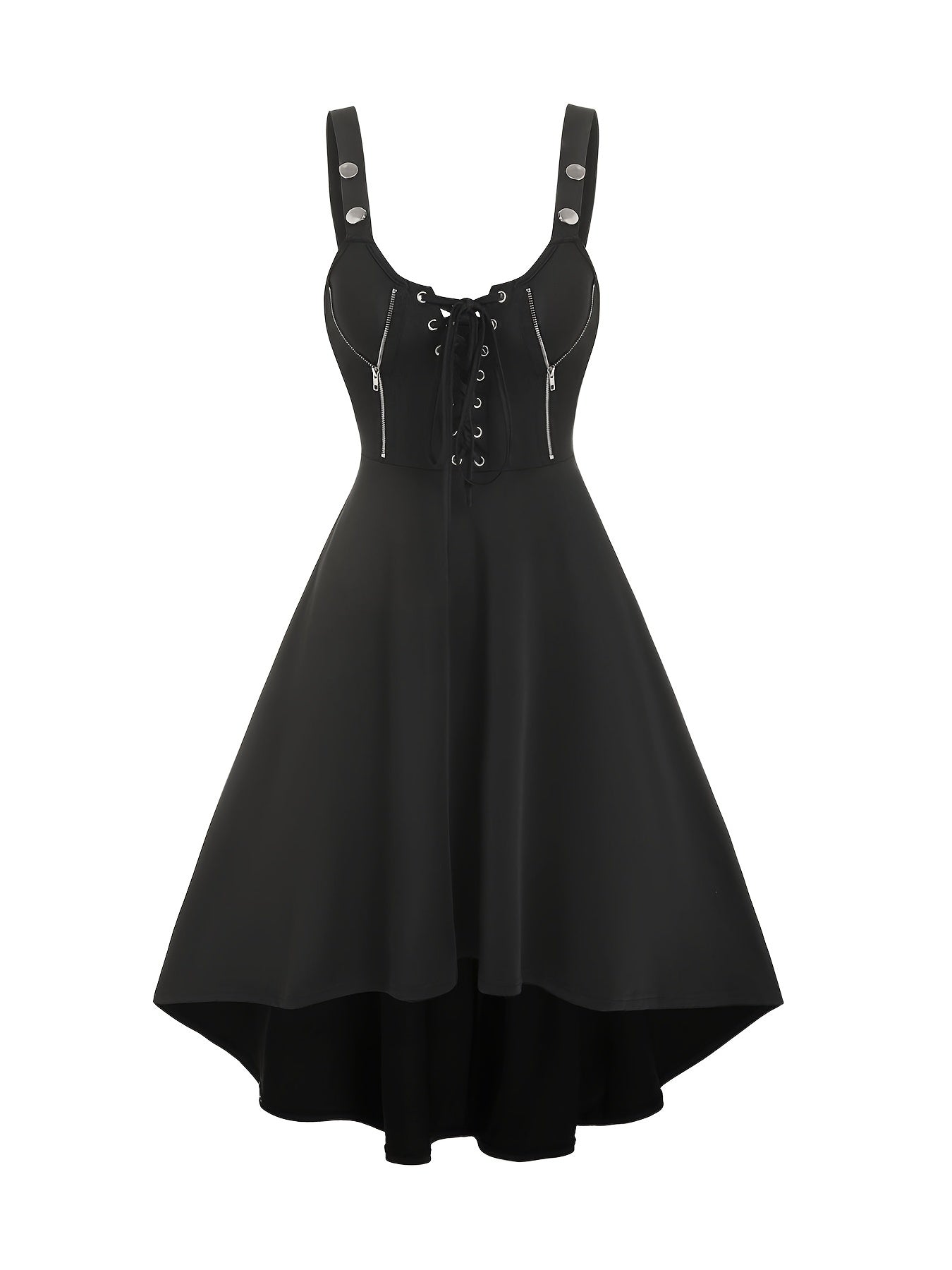 Zipper Tie Front Dress Casual Backless Solid Midi Dress Women's Clothing
