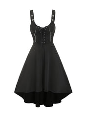 Zipper Tie Front Dress Casual Backless Solid Midi Dress Women's Clothing