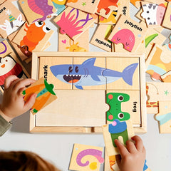 Colorful Wooden Animal Puzzle Toy for Kids- Educational Shape Recognition