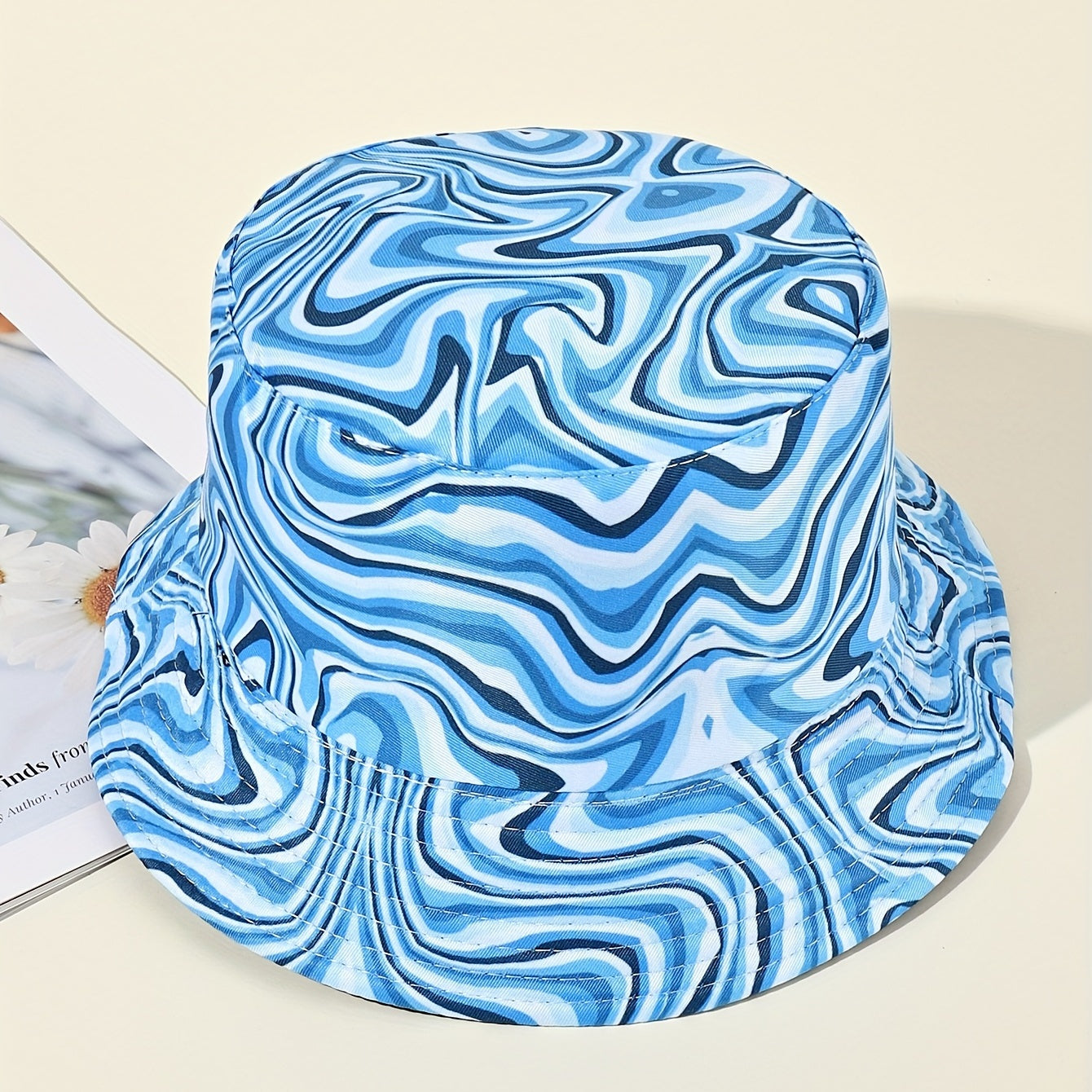 Stripe Print Bucket Hat Casual UV Protection Fisherman Cap