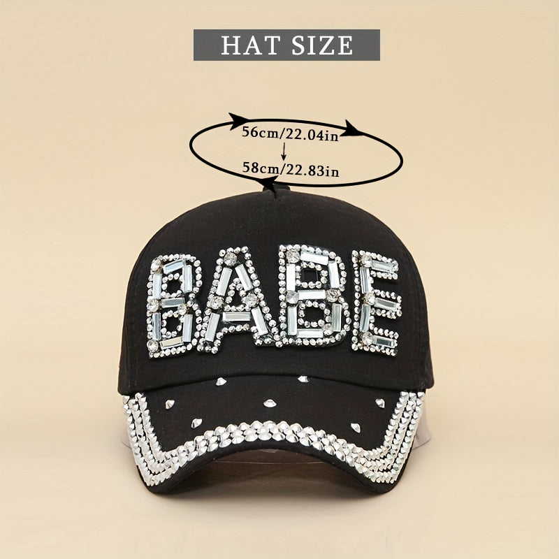 Rhinestone Letter Patch Baseball Cap for Women Men