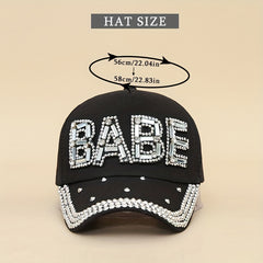 Rhinestone Letter Patch Baseball Cap for Women Men