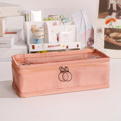 Portable Cosmetic Travel Bag With Window Zippered Toiletry Storage
