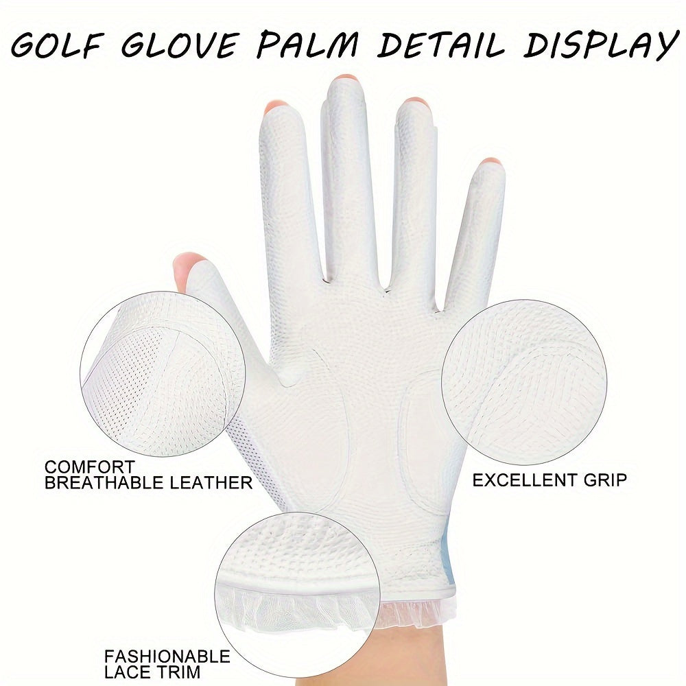 Women's Half Finger Golf Gloves Soft PU Leather Breathable Extra Grip Sport