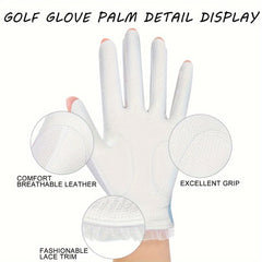 Women's Half Finger Golf Gloves Soft PU Leather Breathable Extra Grip Sport