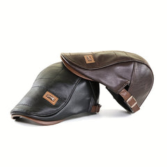 Retro PU Leather Adjustable Beret Sun Hat for Men