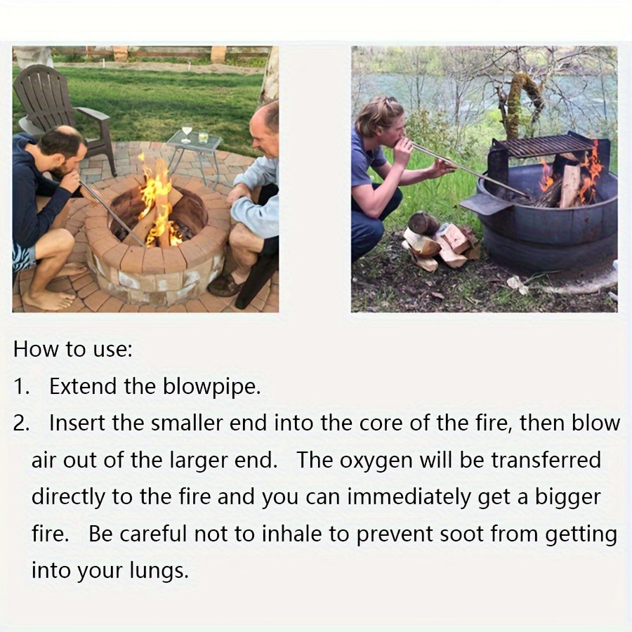 Stainless Steel Fire Blowing Tube for Outdoor Picnics