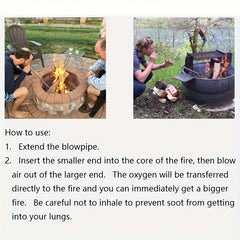 Stainless Steel Fire Blowing Tube for Outdoor Picnics