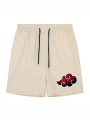 Cloud Pattern Active Shorts Men's Casual Stretch Waist Drawstring Shorts