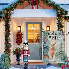Winter Garden Flag Christmas Reindeer And Rabbit Small Yard Flag