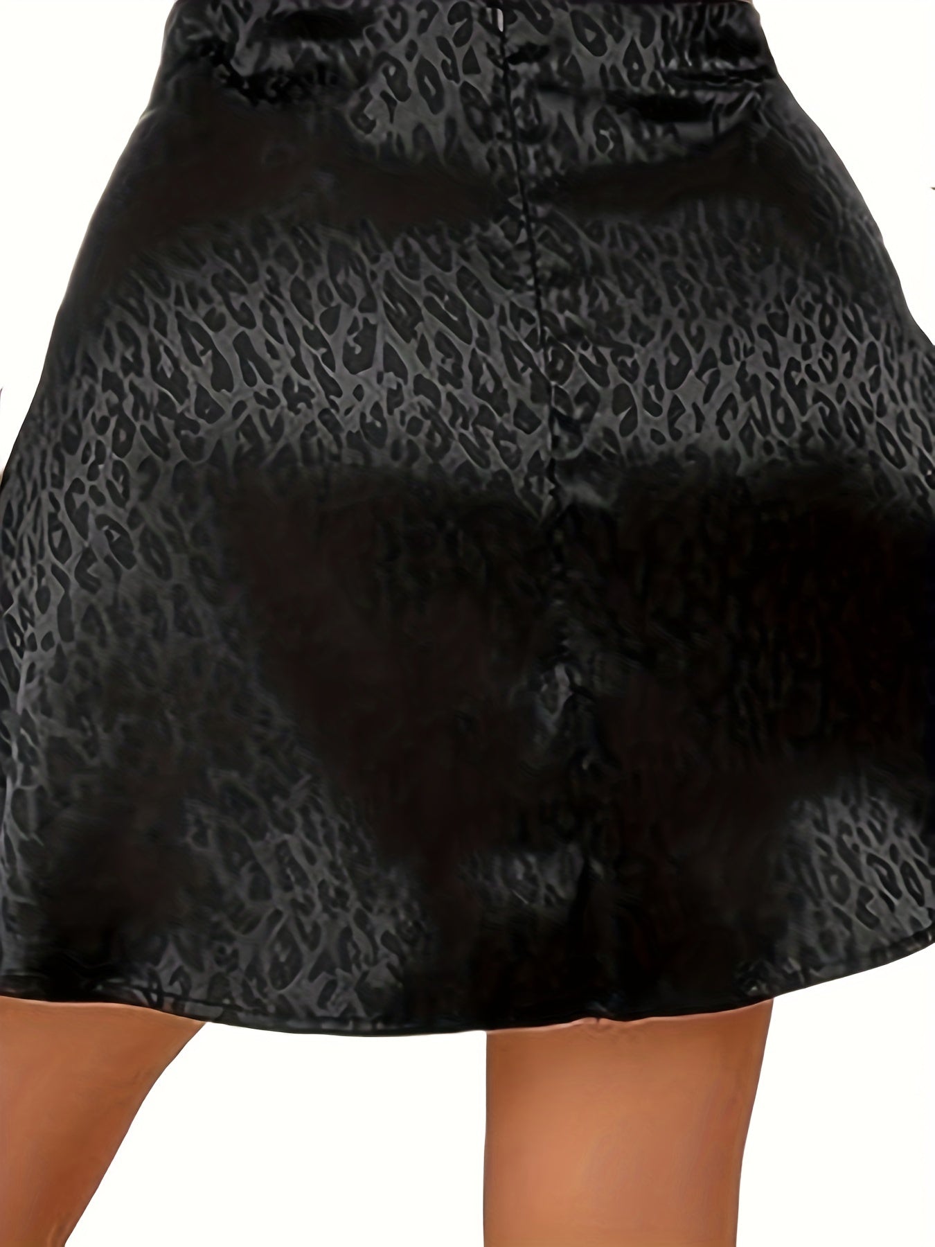 Leopard Print Satin High Rise A line Mini Skirt