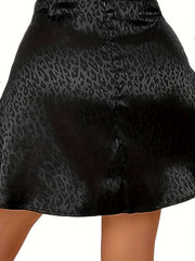 Leopard Print Satin High Rise A line Mini Skirt