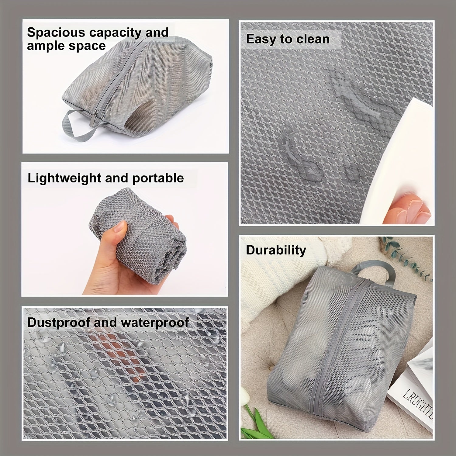 2pcs Travel Shoe Storage Bags Large Capacity Portable Dustproof Shoe Storage