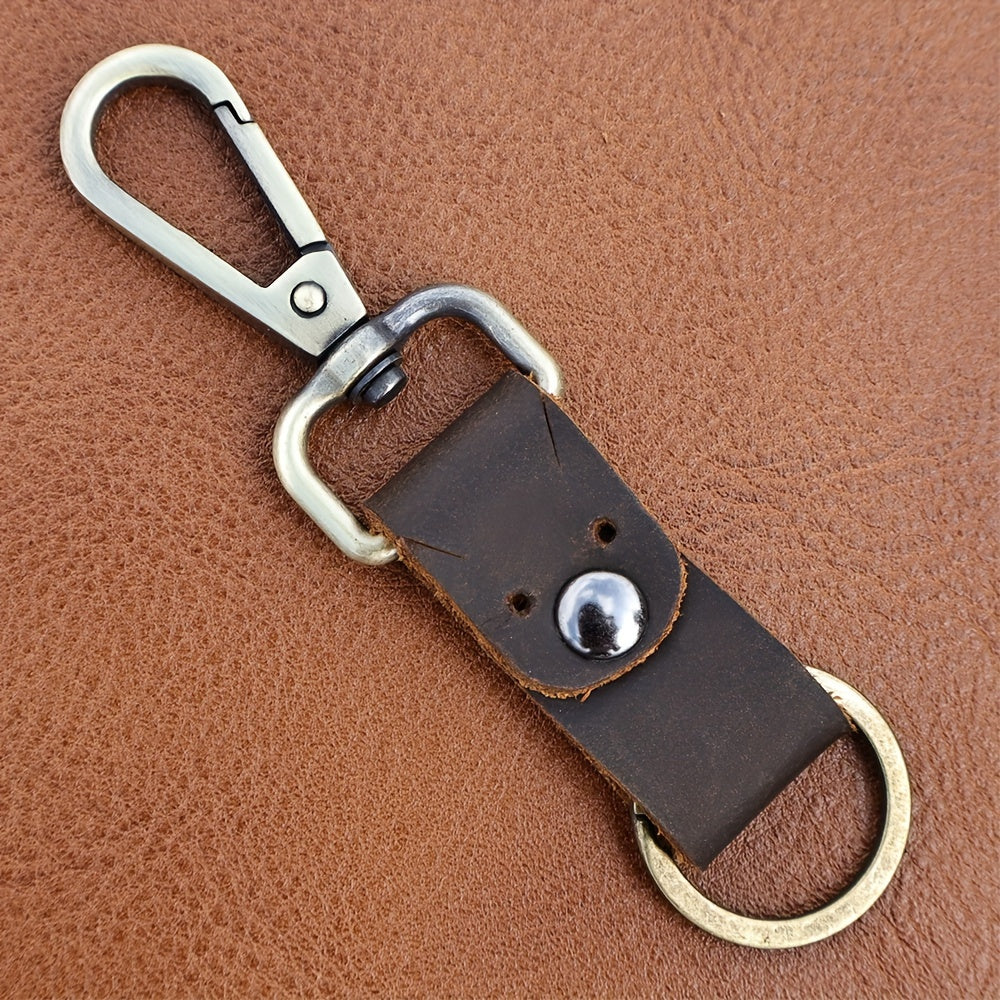 Vintage Cowhide Keychain Keyring Portable Retro Key Chain