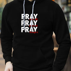 PRAY Print Hoodie Men's Graphic Pullover Sweatshirt