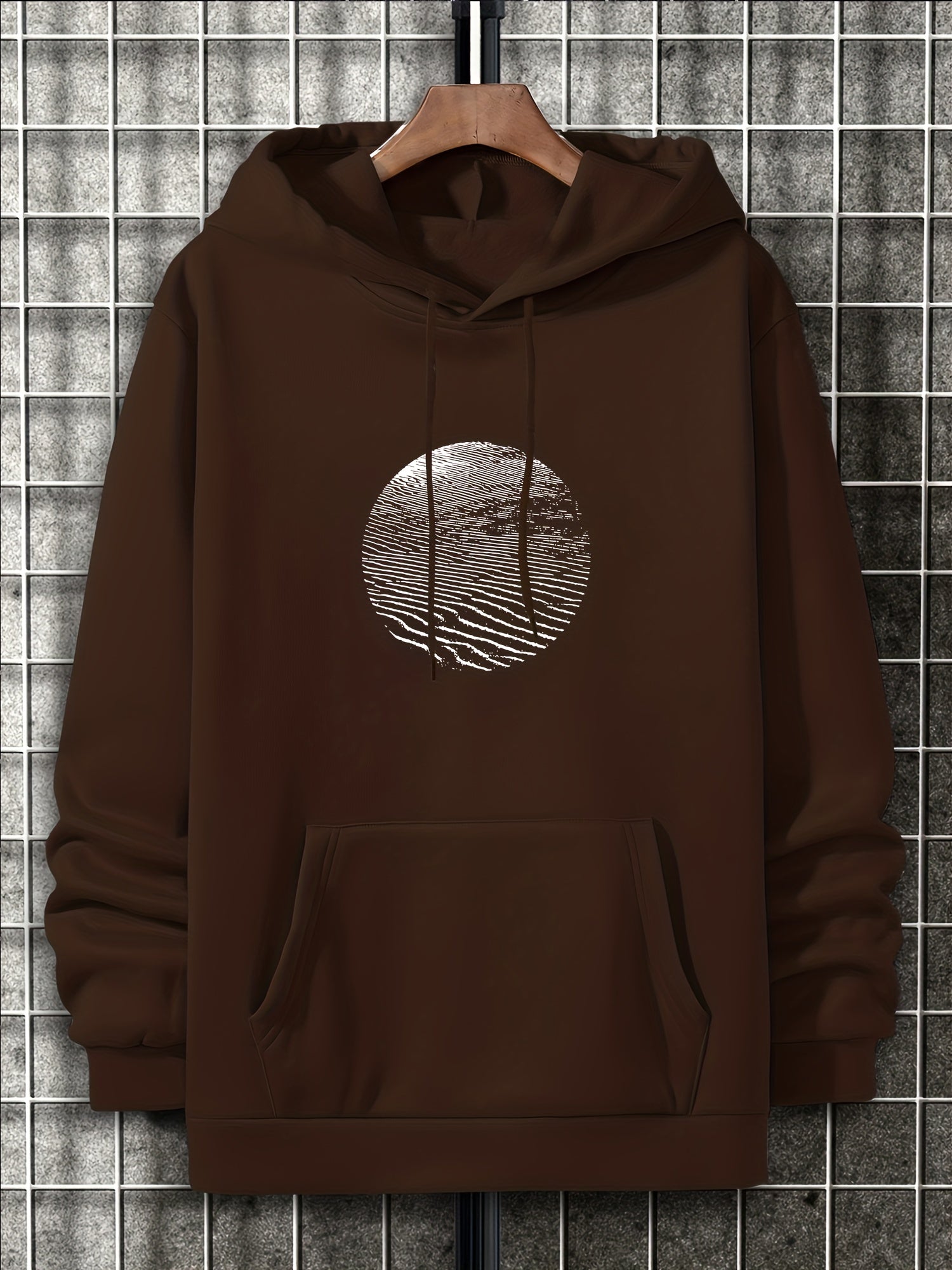 Men's Circle Print Graphic Fleece Hoodie