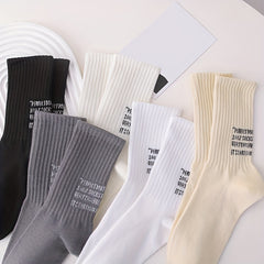 5 Pairs Letter Print Crew Sports Socks Women's Stockings