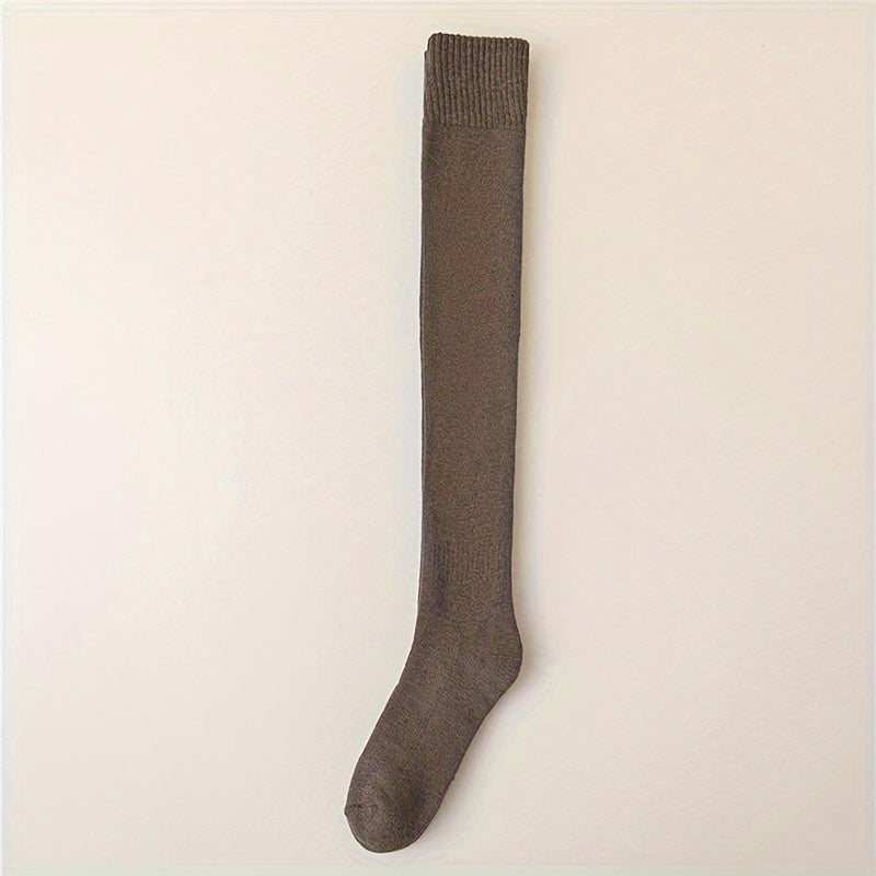 6 Pairs Solid Thigh High Socks Over The Knee Women's Stockings
