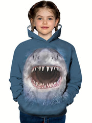 Shark 3D Pattern Print Boys Sweatshirt Hoodie Spring Fall