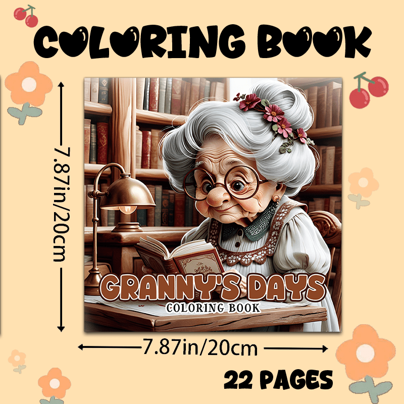 Deluxe Edition Vibrant Granny Adult Coloring Book 22 Pages 20x20cm
