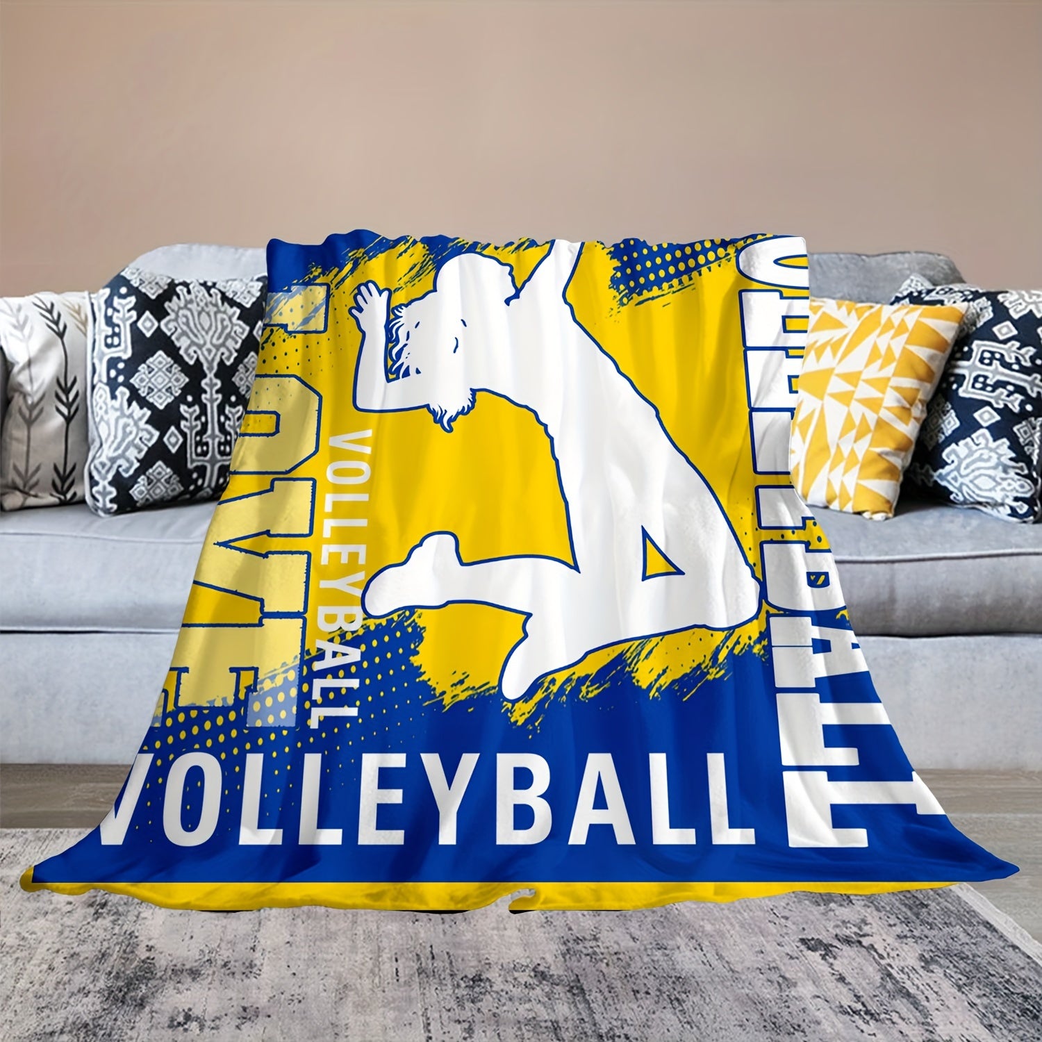 Volleyball Sports Throw Blanket Flannel Warm Blanket for Couch