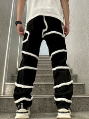 Men's Slim Fit Jeans with Fuzzy Rope Detail