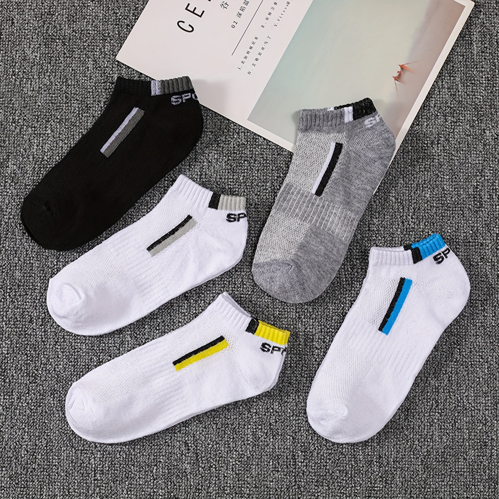 Men's Mid Crew Sport Socks Mesh Cotton Blend Breathable Socks