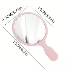 Oval Hand Makeup Mirror Portable Handle Beauty Mirror Single Side Makeup Mirror