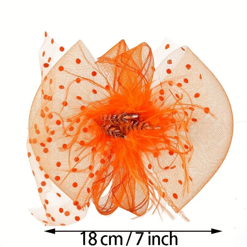 Feather Fascinator Mesh Flower Head Piece Clip Wedding Tea Party