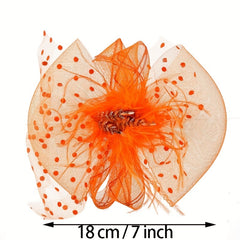Feather Fascinator Mesh Flower Head Piece Clip Wedding Tea Party
