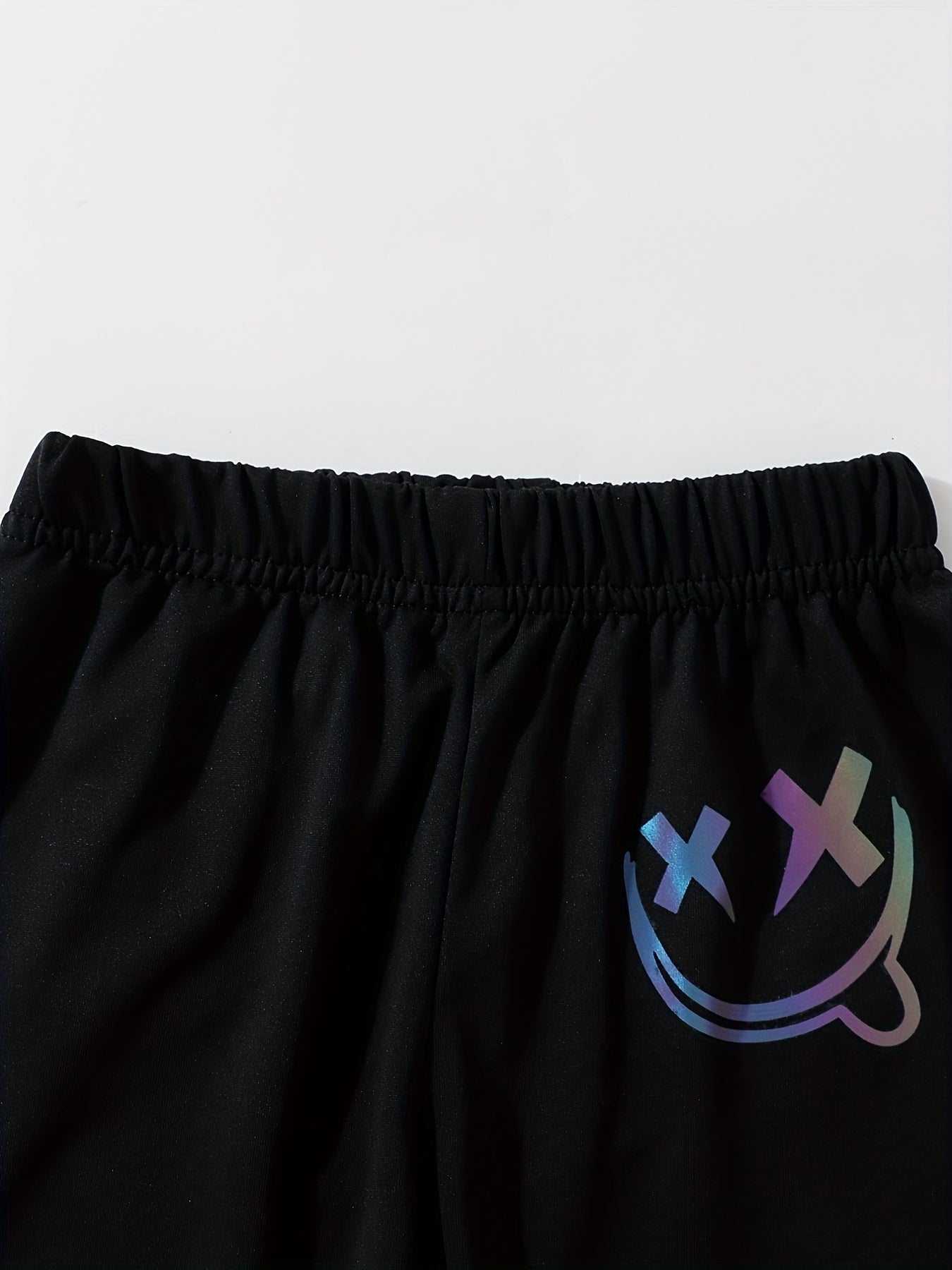 Happy Face Pattern Boy's 2pcs Sweatshirt & Sweatpants Set