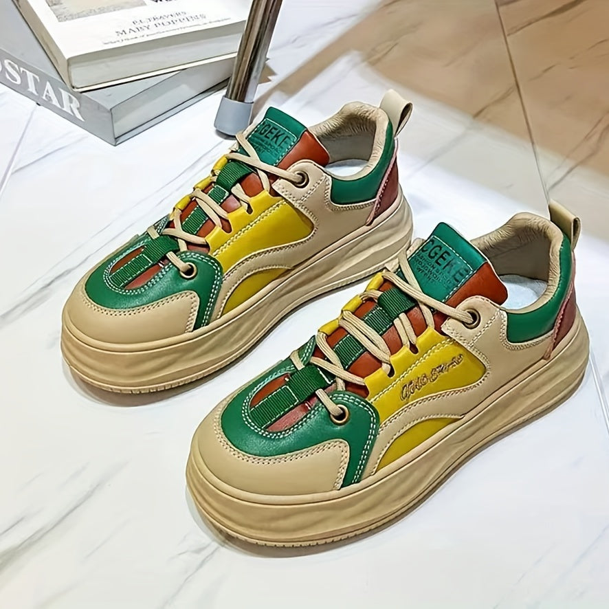 Women's Letter Pattern Board Shoes Lace Up Flat Athletic Sneakers