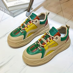Women's Letter Pattern Board Shoes Lace Up Flat Athletic Sneakers