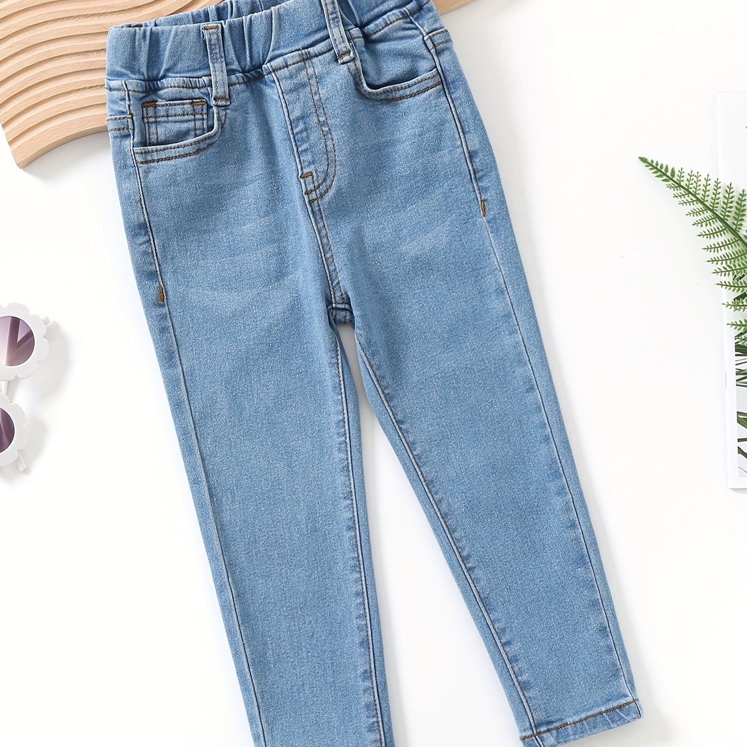 Toddler Girls Washed Jeans Skinny Slim Fit Denim Pants Kids Summer Clothes
