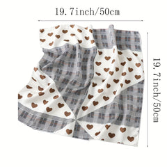 Striped Silk Square Scarf Women Neck Wrap Headband