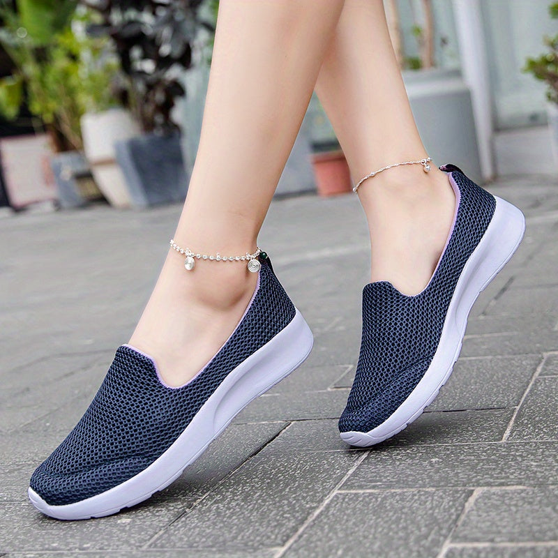 Women's Mesh Flat Sneakers Breathable Slip-On Shoes