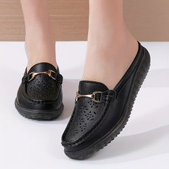 Women's Hollow Out Mules Slip On Outdoor Shoes Women's Leather Shoes