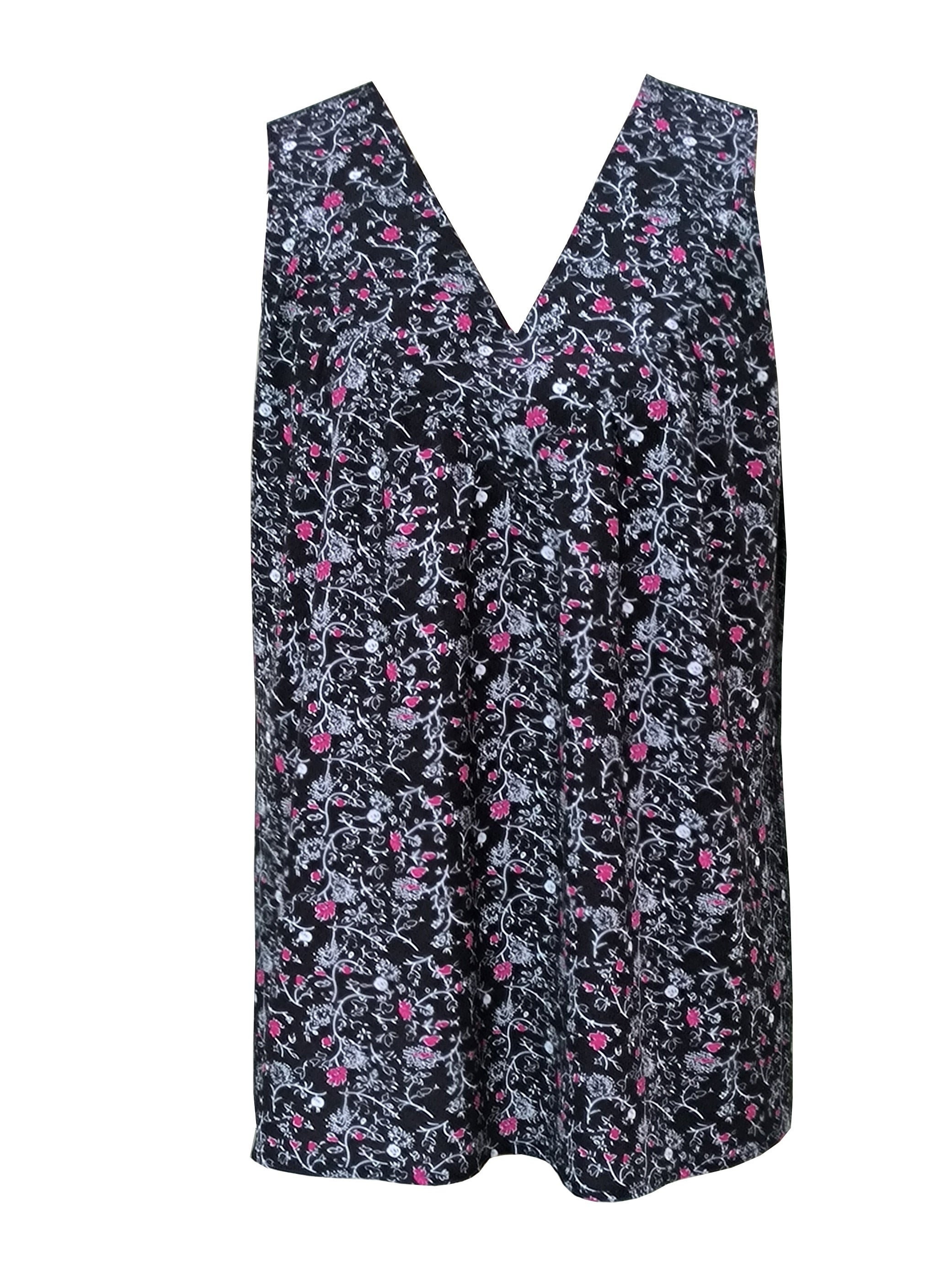 Floral Print Tank Top V Neck Sleeveless Summer Top