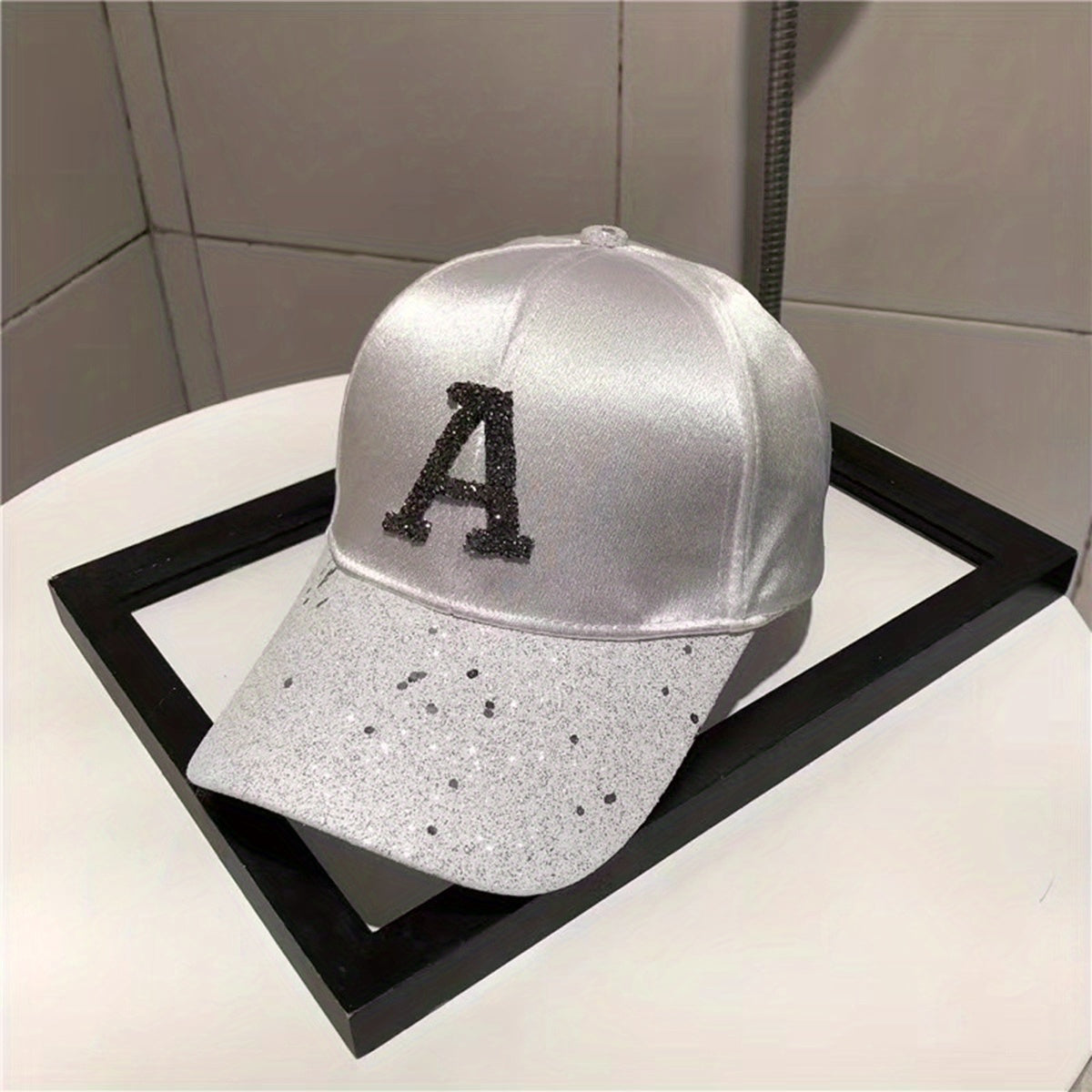 Glitter A Patch Baseball Cap Solid Y2K Sun Hats Hip Hop Dad Hat
