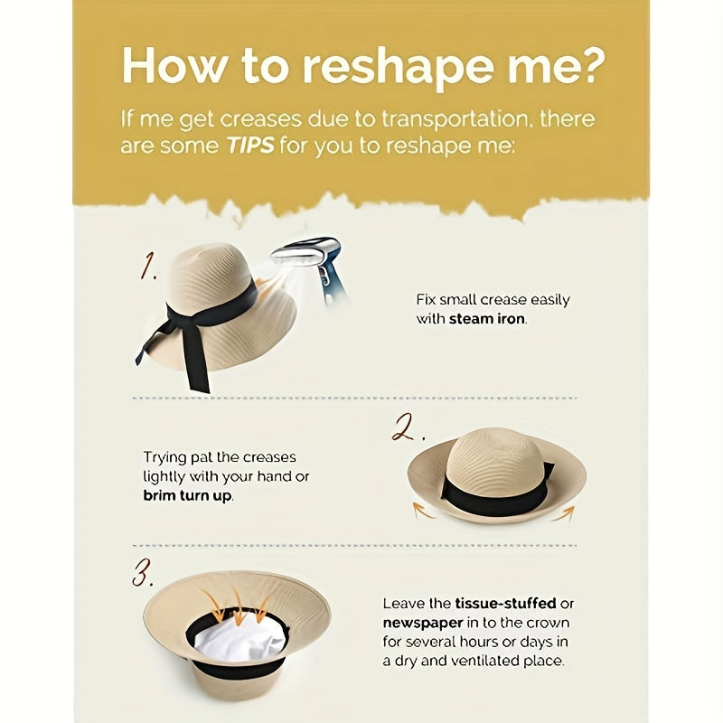 Wide Brim Floppy Sun Hat UV Protection Straw Hats For Summer
