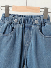 Girls' Classic Denim Trousers Baggy Fit All match For Outerwear
