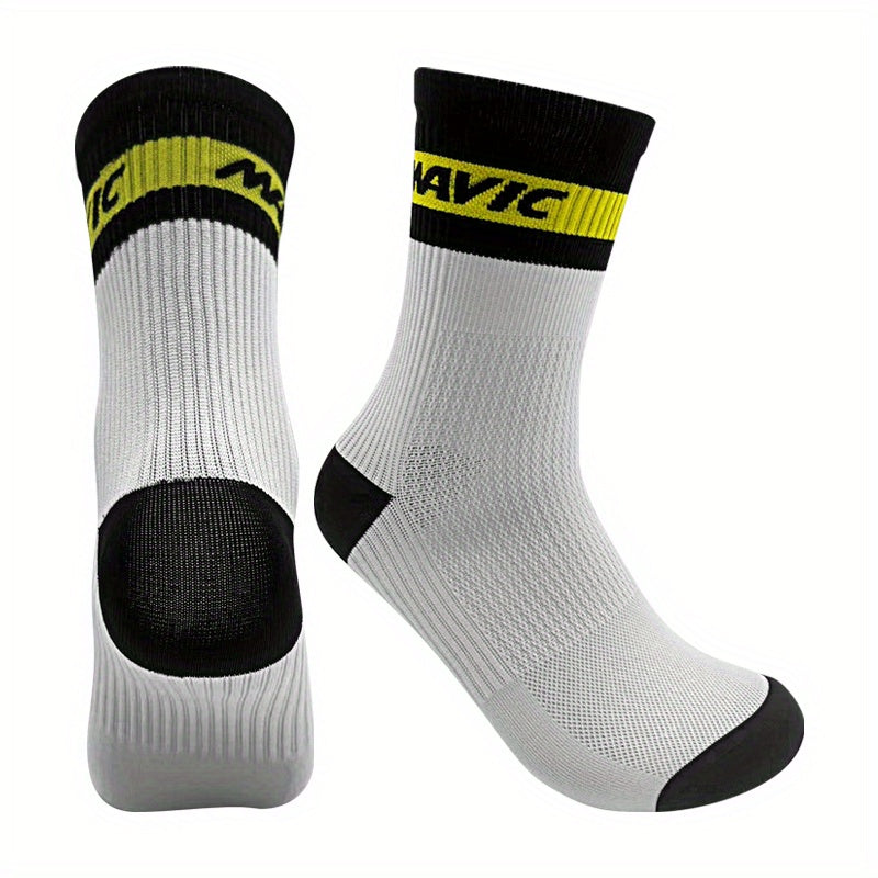 Mid Calf Athletic Socks for Cycling Running Sweat Absorbing Breathable