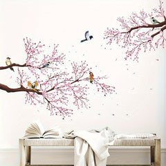 Chinese Plum Wall Stickers Tree Branch Bird Pvc Waterproof Self-Adhesive
