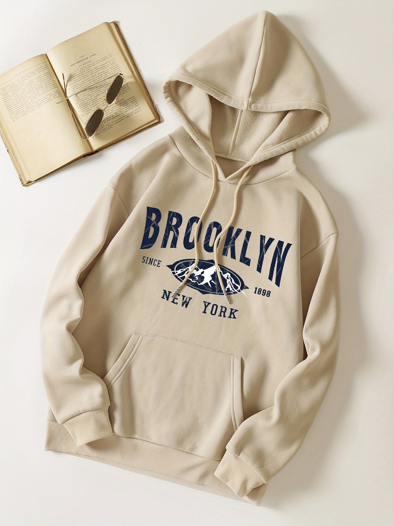 Drawstring Kangaroo Pocket Hoodie Letter Print Sweatshirt